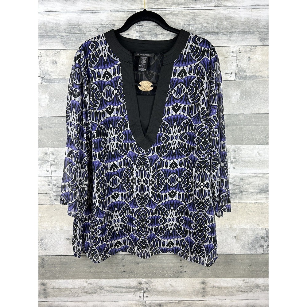 Moonlight Bay Women's XL V Neck Long Sleeve Blouse Tunic